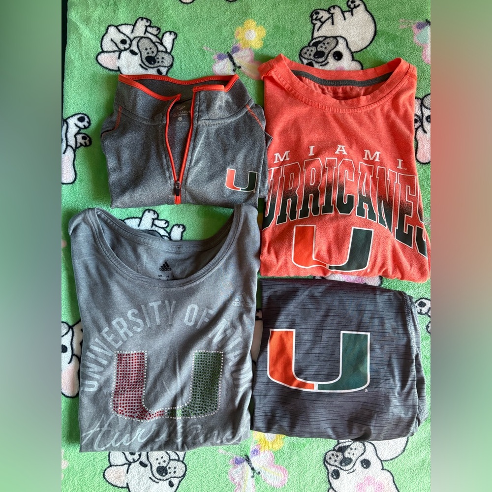 Lot of (4) University of Miami (UM) Women’s Clothes (shirts and pants) (Large)